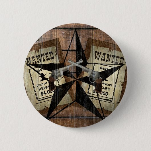Rustikales Texas Star Western Duale Pistolen Gewol Button (Vorderseite)