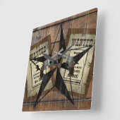 Rustikales Texas Star Western Duale Pistolen Gewol Quadratische Wanduhr (Winkel)