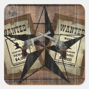 Rustikales Texas Star Western Duale Pistolen Gewol Quadratischer Aufkleber