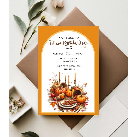 Rustikales Thanksgiving-Dinner Einladung