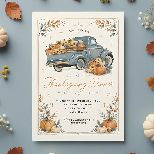 Rustikales Thanksgiving-Dinner-Kürbis Einladung