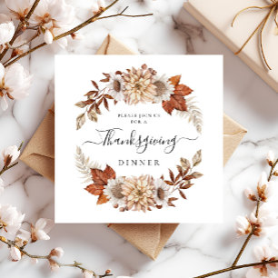 Rustikales Thanksgiving-Dinner-Quadrat im Herbst Einladung