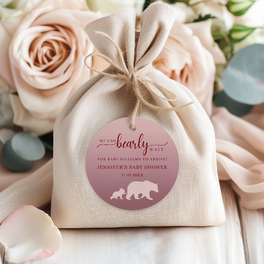 Rustikales Thema Bear Baby Dusche Pink Forest Geschenkanhänger