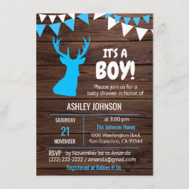 Rustikales Thema Buck Blue BOY Baby Shower Einladu Einladung