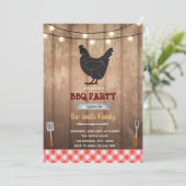 Rustikales Thema der Grillen von Hühnern Einladung (Stehend Vorderseite)