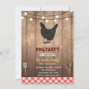 Rustikales Thema der Grillen von Hühnern Einladung