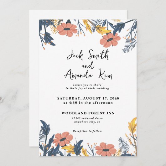 Rustikales Thema Hochzeit Einladungen (Vorne/Hinten)