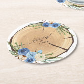 Rustikales Thema Hochzeit in Woodland Runder Pappuntersetzer (Angewinkelt)