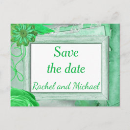 Rustikales Thema Save the Date grün Ankündigungspostkarte