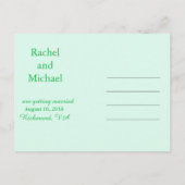 Rustikales Thema Save the Date grün Ankündigungspostkarte (Rückseite)