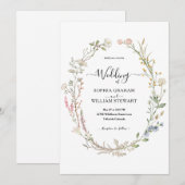 Rustikales Thema Wasserfarbe Wildblume Boho Weddin Einladung (Vorne/Hinten)