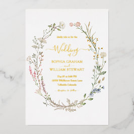 Rustikales Thema Wasserfarbe Wildblume Boho Weddin Folieneinladung