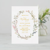 Rustikales Thema Wasserfarbe Wildblume Boho Weddin Folieneinladung (Stehend vorne)