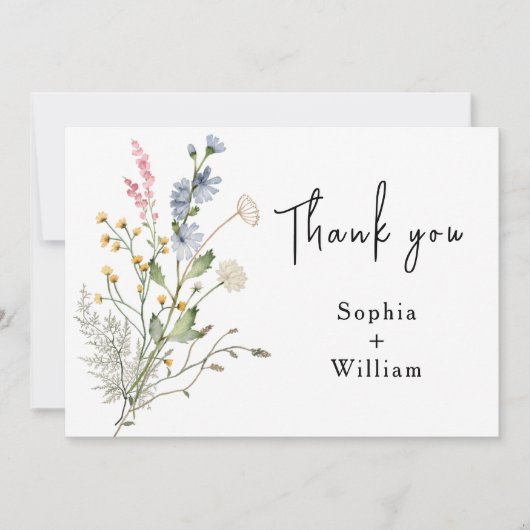 Rustikales Thema Wasserfarbe Wildblume Moderne Hoc Dankeskarte (Vorderseite)