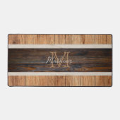 Rustikales Ton Monogramm Stripe Tan Schreibtischunterlage (Vorderseite)