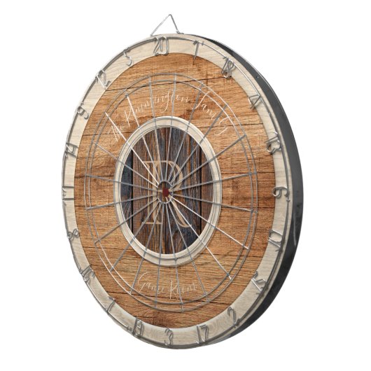 Rustikales Ton-Monogramm-Tan und Braunes Dart-Boar Dartscheibe (Vorderseite rechts)