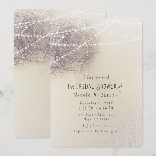 Rustikales Tree Bark Country Minimales Brautparty Einladung (Vorne/Hinten)