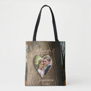 Rustikales Tree Bark Heart Foto Wedding Party Gesc Tasche