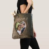 Rustikales Tree Bark Heart Foto Wedding Party Gesc Tasche (Von Nahem)