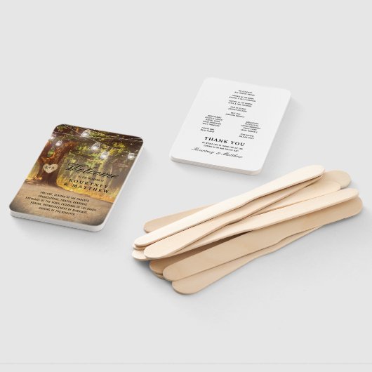 Rustikales Tree Lake Twinkle Lights Hochzeitsprogr Fächer (Non-assembled)