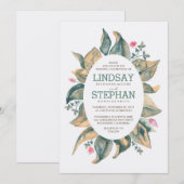 Rustikales Tremgold Blätter Forest Garden Hochzeit Einladung (Vorne/Hinten)