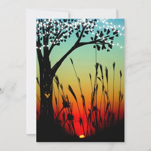 Rustikales Tremlicht Sonnenuntergang Hochzeitsmenü Einladung (Rückseite)