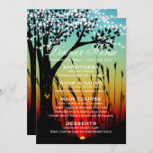Rustikales Tremlicht Sonnenuntergang Hochzeitsmenü Einladung (Vorne/Hinten)