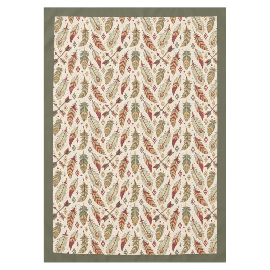 Rustikales Tribal Tablecloth Feather Arrow Muster Tischdecke (Vorderseite)