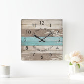 Rustikales Tricolor Driftwood Personalisiert Quadratische Wanduhr (Zuhause)
