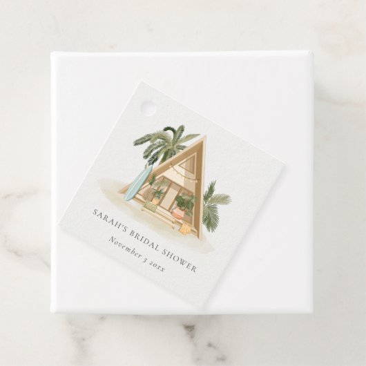 Rustikales Tropical Palm Beach Shack Brautparty Geschenkanhänger (Beispiel)