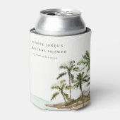 Rustikales Tropical Palm Tree Beach Sand Brautpart Dosenkühler (Kanne Vorderseite)