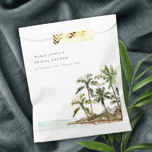 Rustikales Tropical Palm Tree Beach Sand Brautpart Geschenktütchen