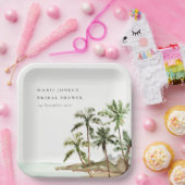 Rustikales Tropical Palm Tree Beach Sand Brautpart Pappteller (Party)