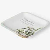 Rustikales Tropical Palm Tree Beach Sand Brautpart Pappteller (Gewinkelt)