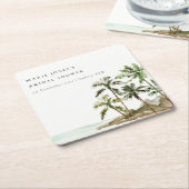 Rustikales Tropical Palm Tree Beach Sand Brautpart Rechteckiger Pappuntersetzer (angewinkelt)