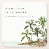 Rustikales Tropical Palm Tree Beach Sand Brautpart Rechteckiger Pappuntersetzer (Vorderseite)