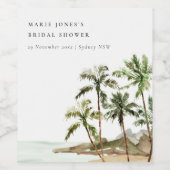 Rustikales Tropical Palm Tree Beach Sand Brautpart Weinetikett (Einzelnes Label)