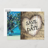 Rustikales tropisches Strandziel Save the Date Ankündigungspostkarte (Vorne/Hinten)