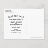 Rustikales tropisches Strandziel Save the Date Ankündigungspostkarte (Rückseite)