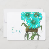 Rustikales Türkis Minz floral Mason Jar Wedding Einladung (Rückseite)