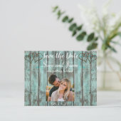 Rustikales Türkis Save the Date Ankündigungspostkarte (Stehend Vorderseite)