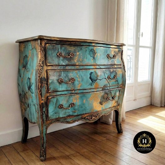 Rustikales Türkis und Gold Floral Seidenpapier