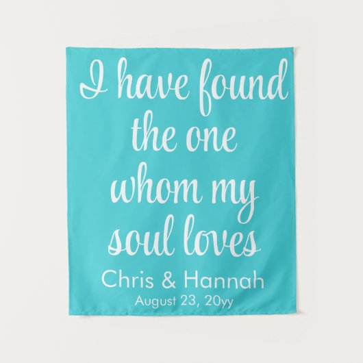 Rustikales türkisblaues Hochzeitssymbol Wandteppich (Vorderseite)