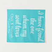 Rustikales türkisblaues Hochzeitssymbol Wandteppich (Vorderseite (Horizontal))