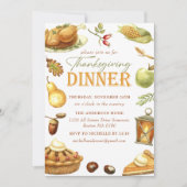 Rustikales Türkisches Erntedank Abendessen Einladung (Vorderseite)