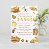 Rustikales Türkisches Erntedank Abendessen Einladung (Stehend Vorderseite)