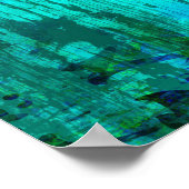 Rustikales türkisfarbenes, blumengewittertes Holzk Poster (Ecke)