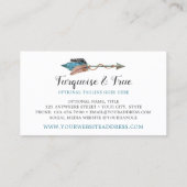 Rustikales türkisfarbenes Holz und Feather Arrow B Visitenkarte (Rückseite)