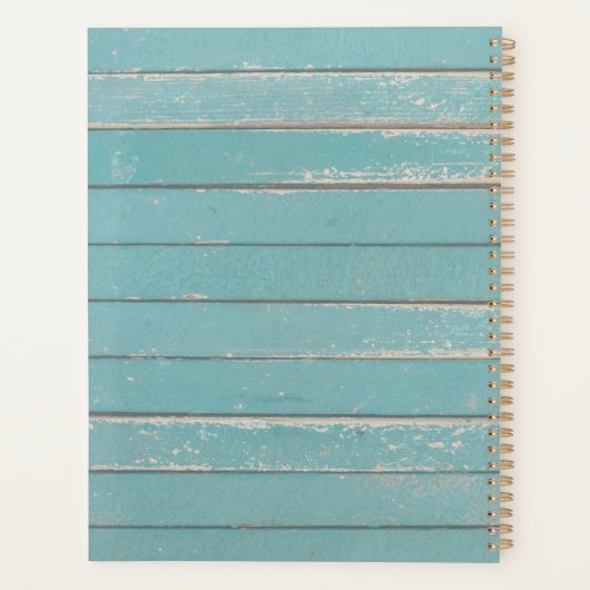 Rustikales türkisfarbenes Holz und Feather Wreath Planer (Rückseite)