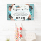 Rustikales türkisfarbenes Holz und Federn Arrow Bo Banner (Insitu)